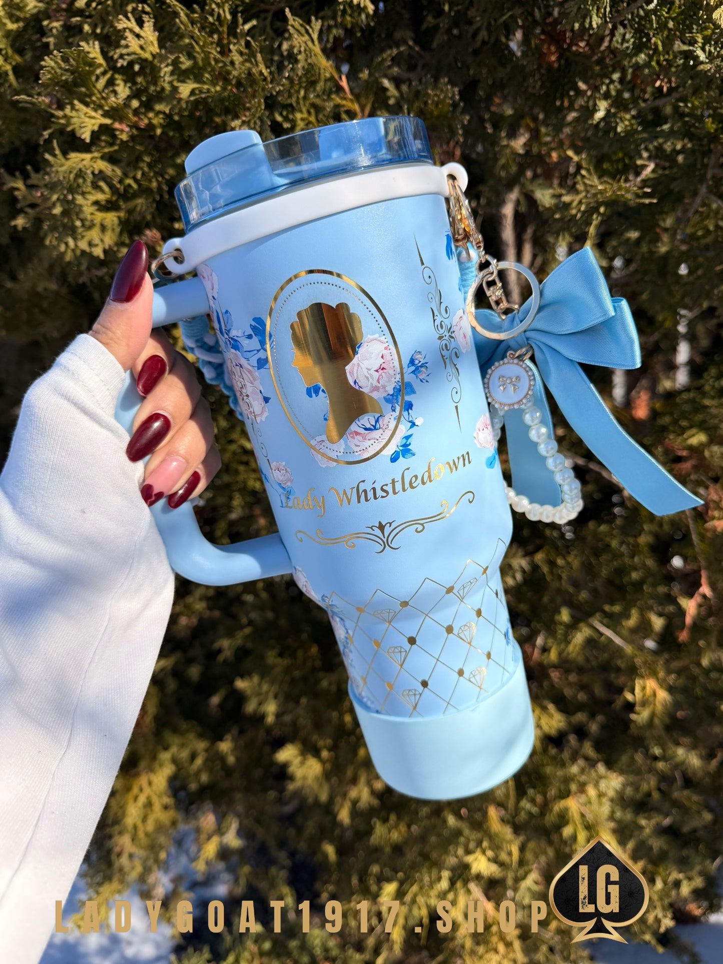 Blue LVS Bridgerton 40 oz Tumbler W/ Accessories