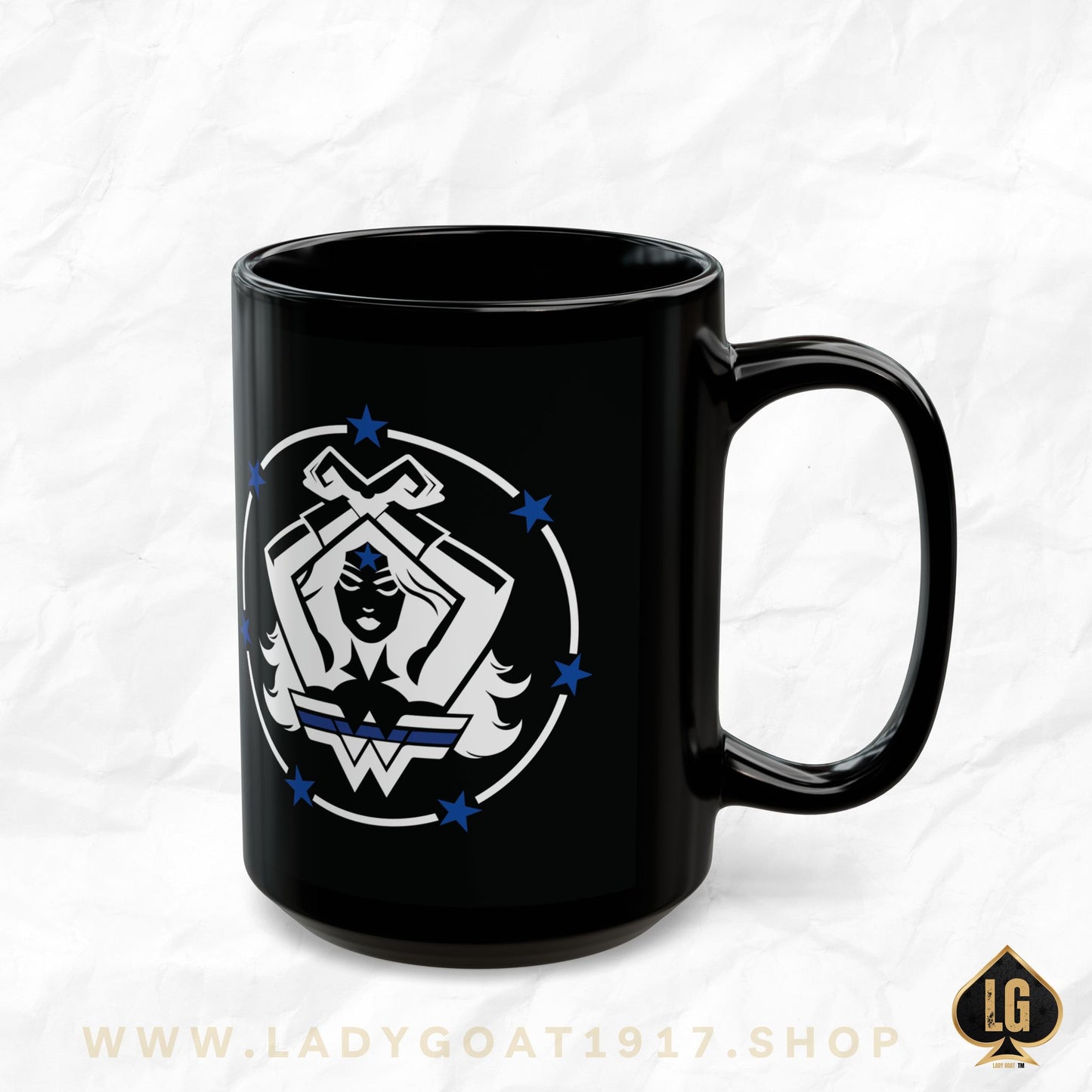 WW Blue Line Black Mug
