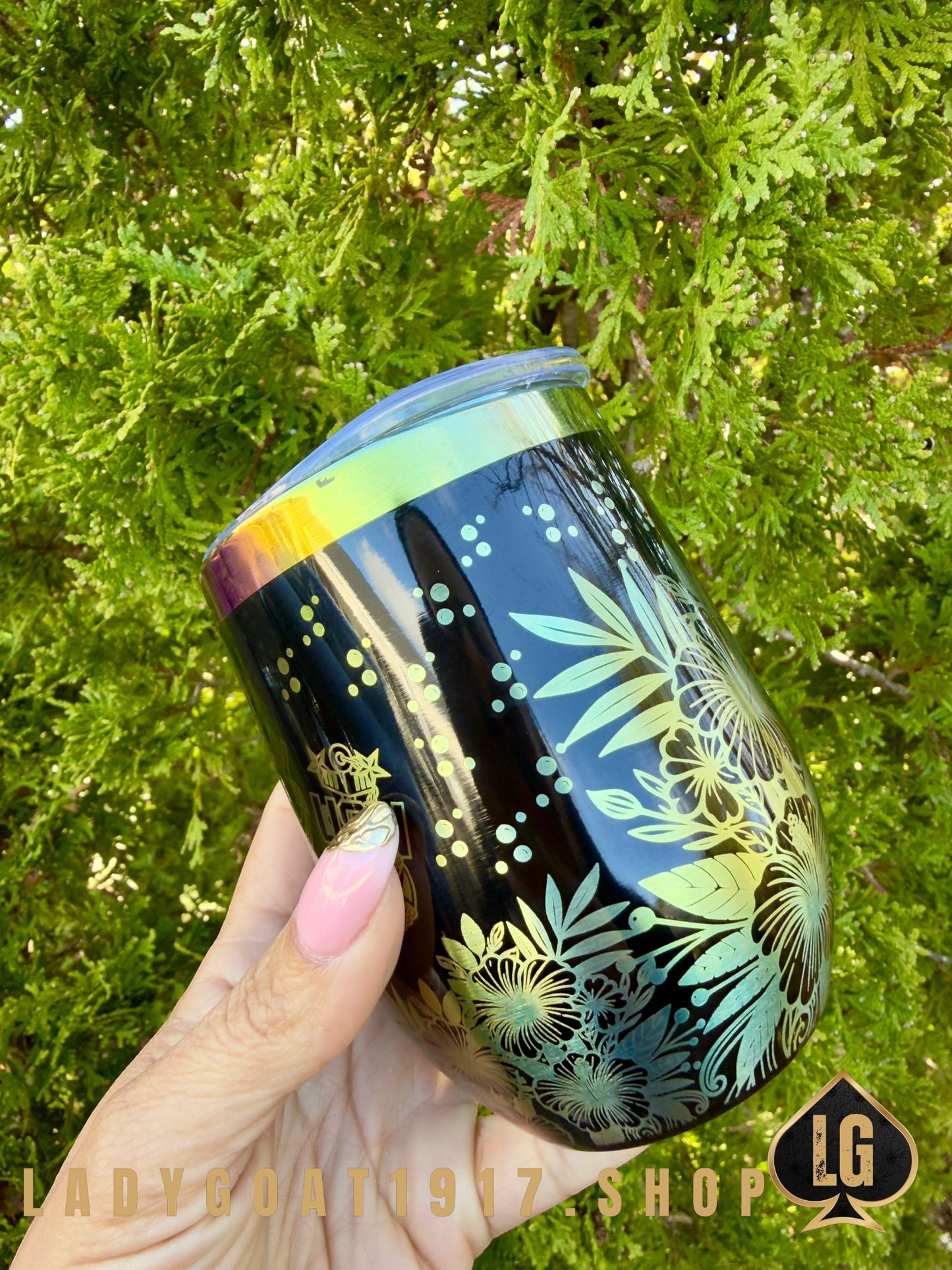 Crest of Wave Black OD 12oz Wine Tumbler Limited