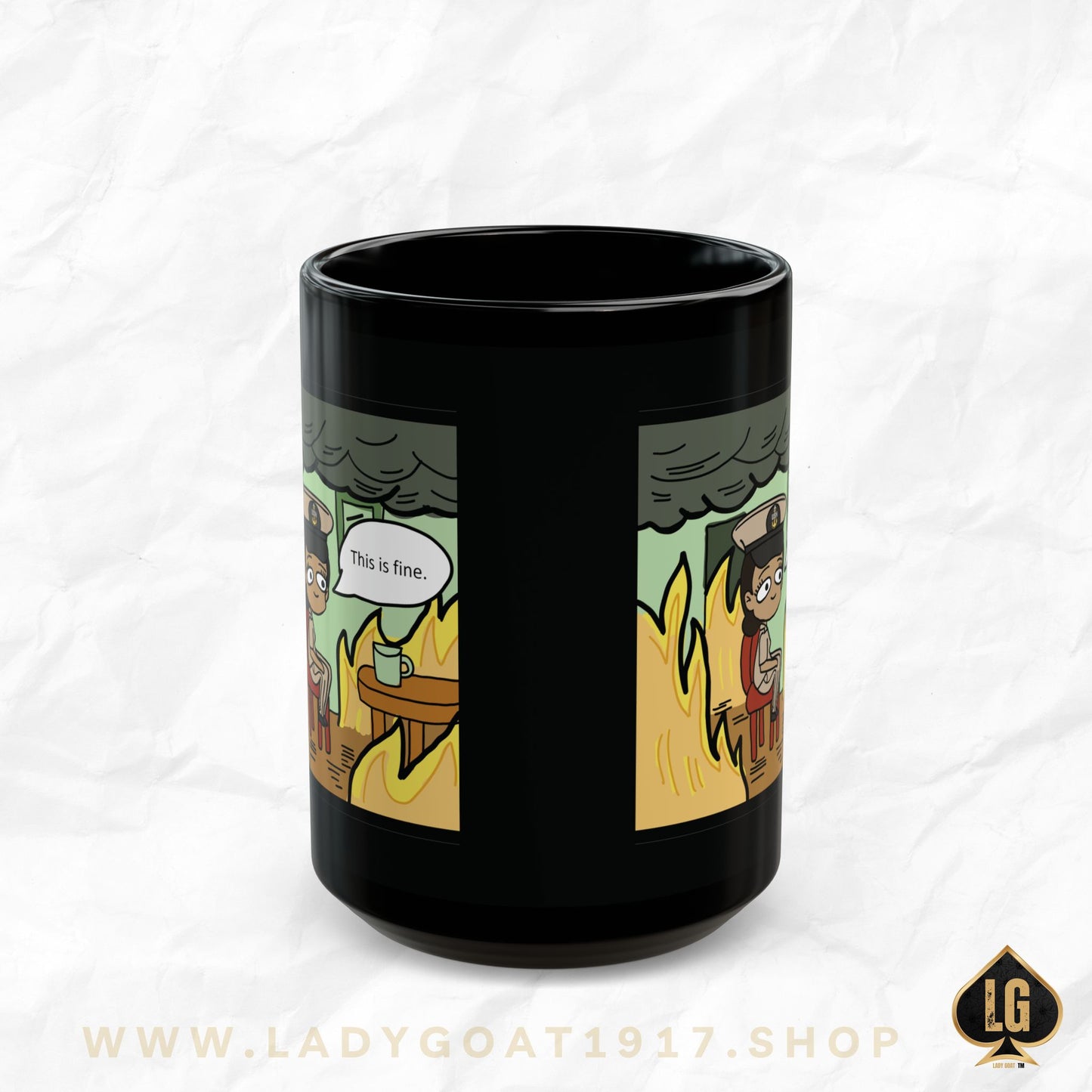 This is Fine !  V1  SCPO Black Mug