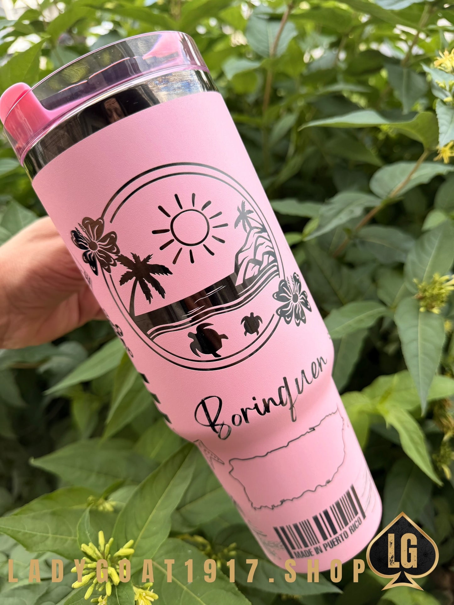 PR 💞🖤 40 oz Tumbler PINK