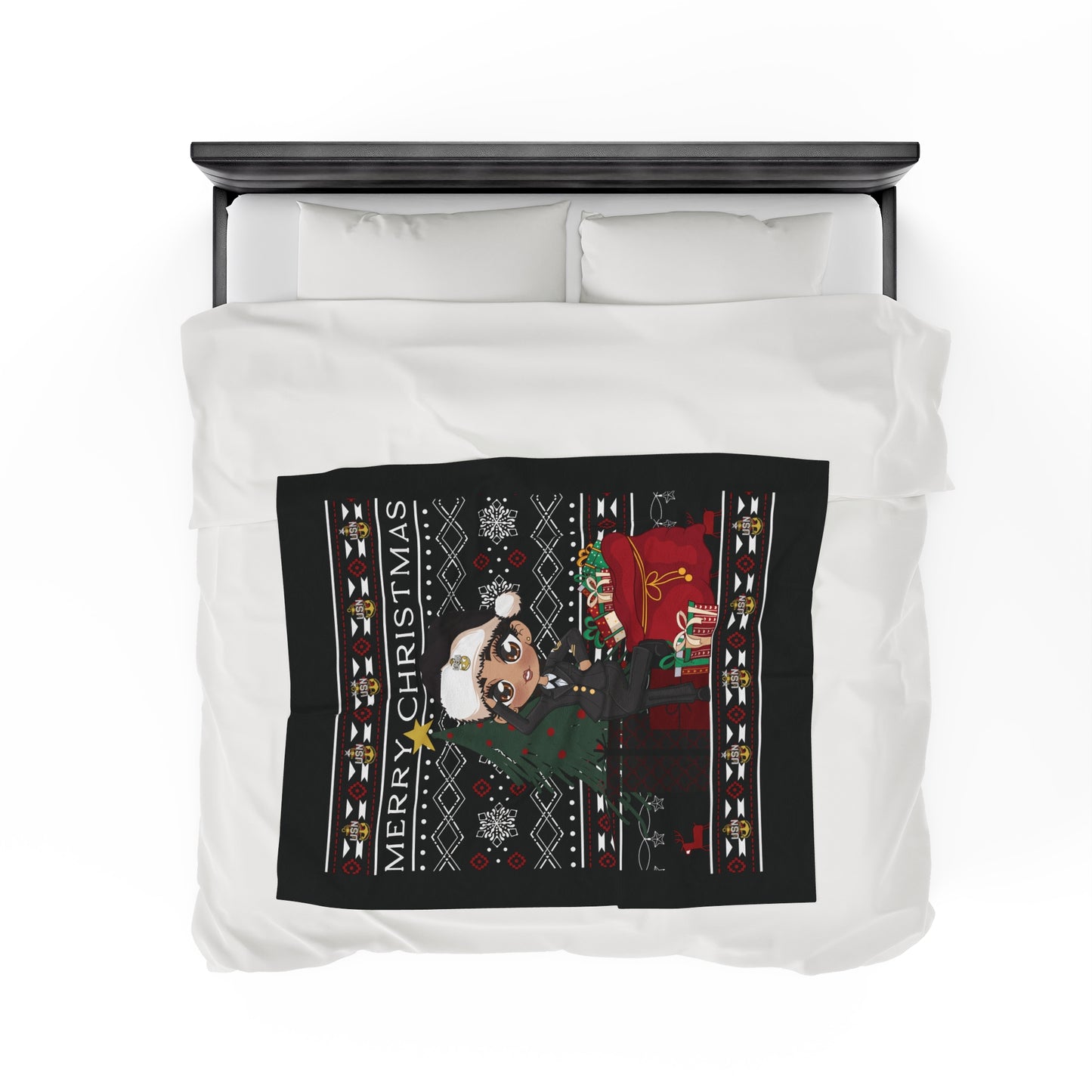 Christmas Blues V4 Fleece Blanket