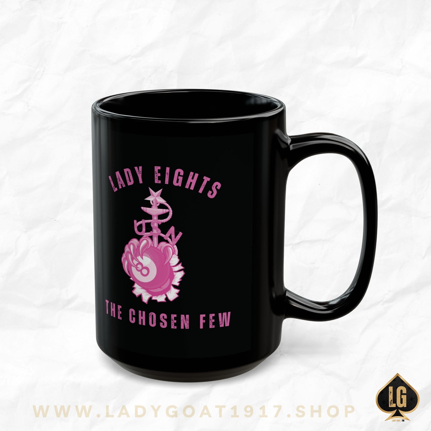 Lady Eights Die Black Mug