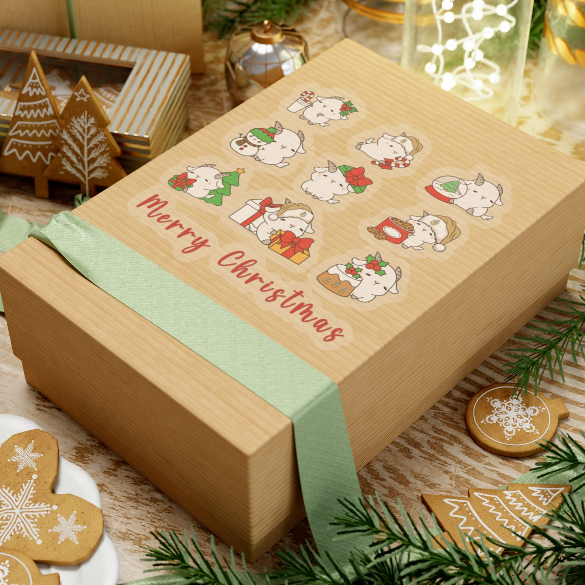 Hello Goat  Christmas Stickers