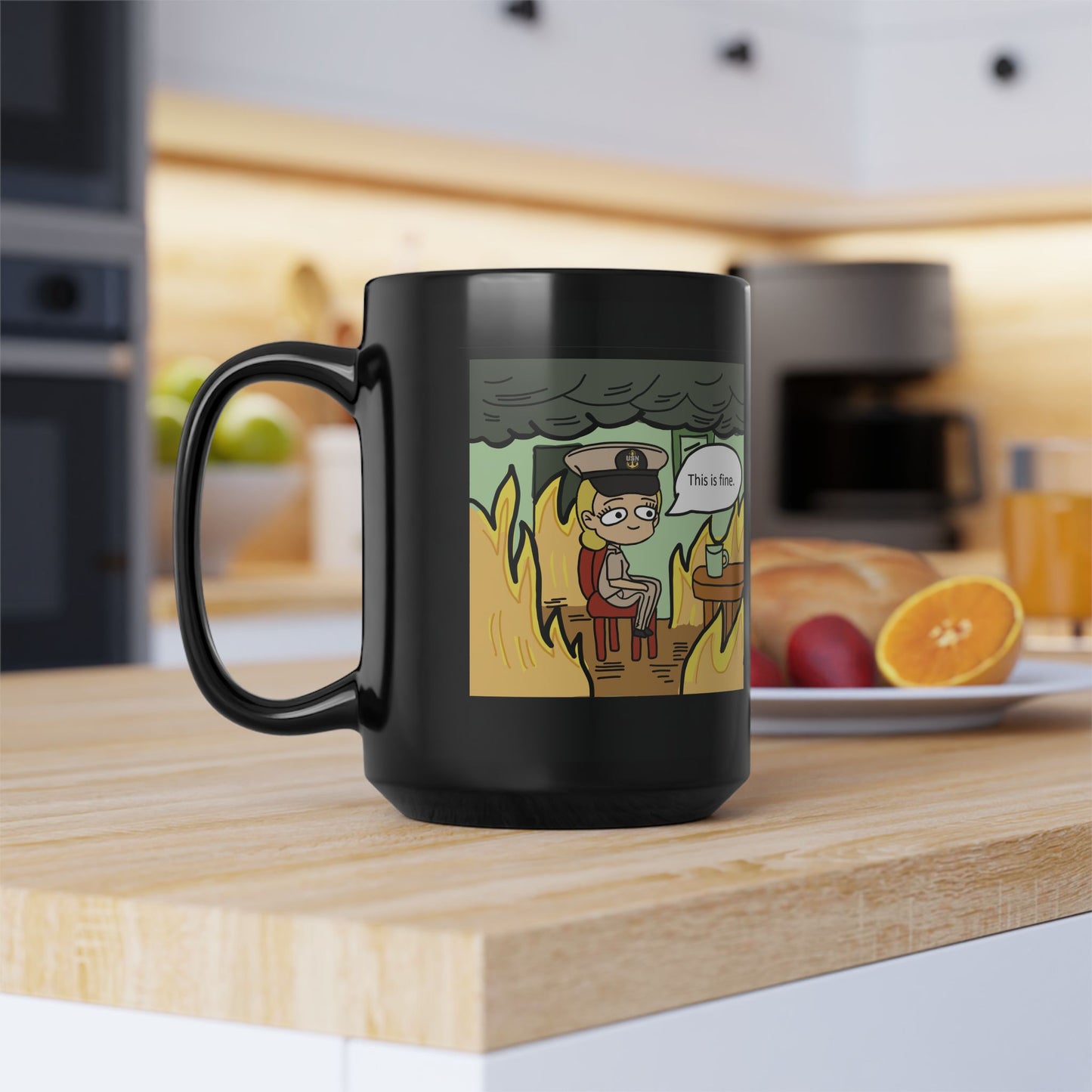 This is Fine !  V2  CPO  Black Mug