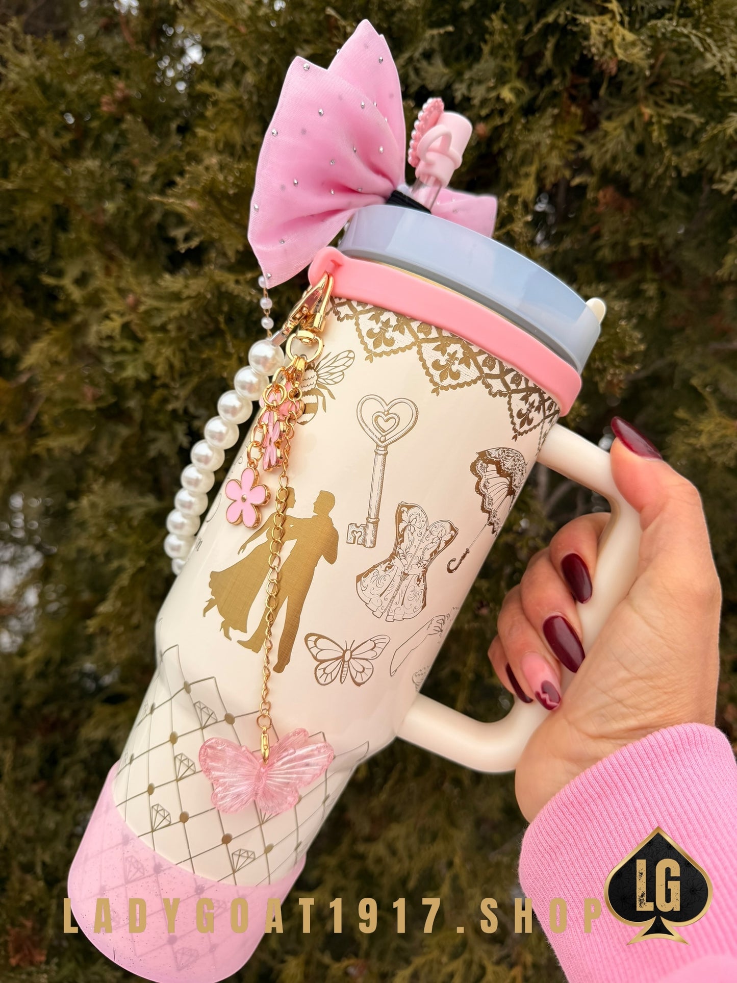 Pink S4 Bridgerton 40 oz Tumbler W/ Accessories