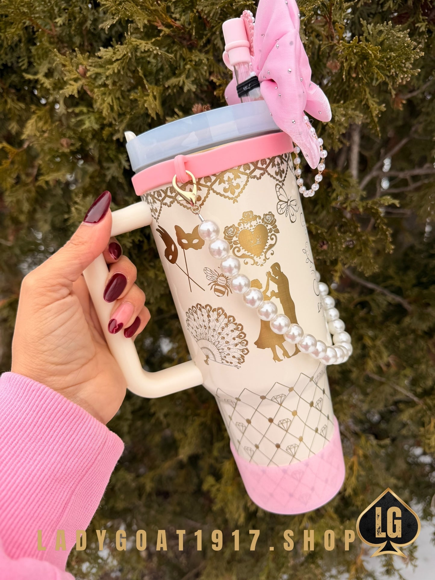 Pink S4 Bridgerton 40 oz Tumbler W/ Accessories