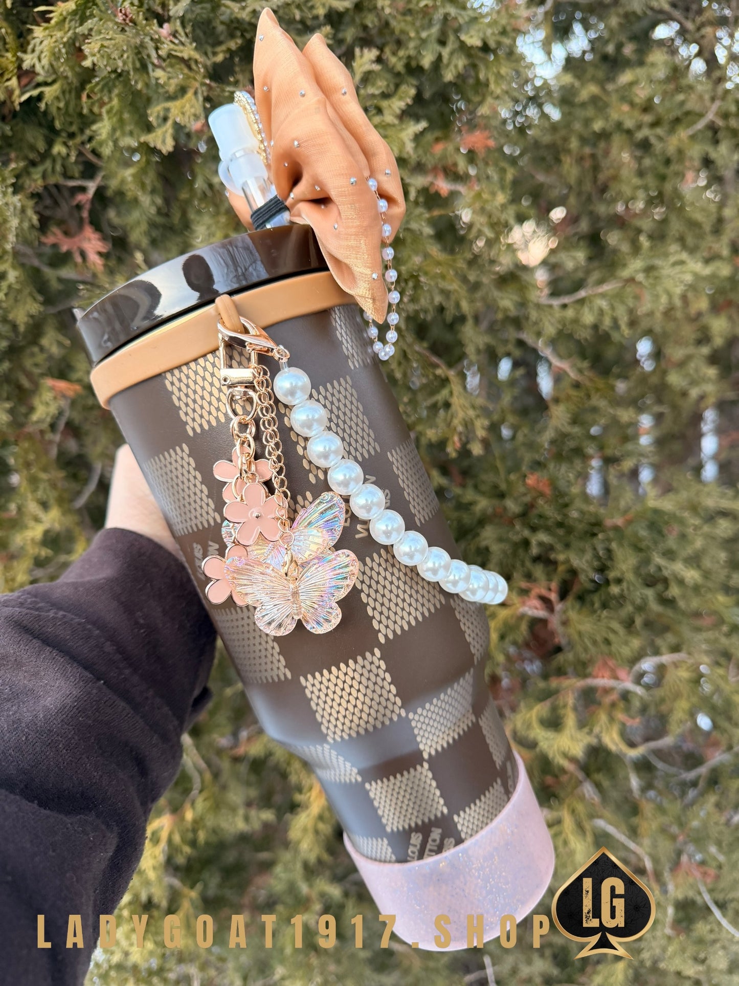 Chocolate L V  40 oz Tumbler W/ Accessories