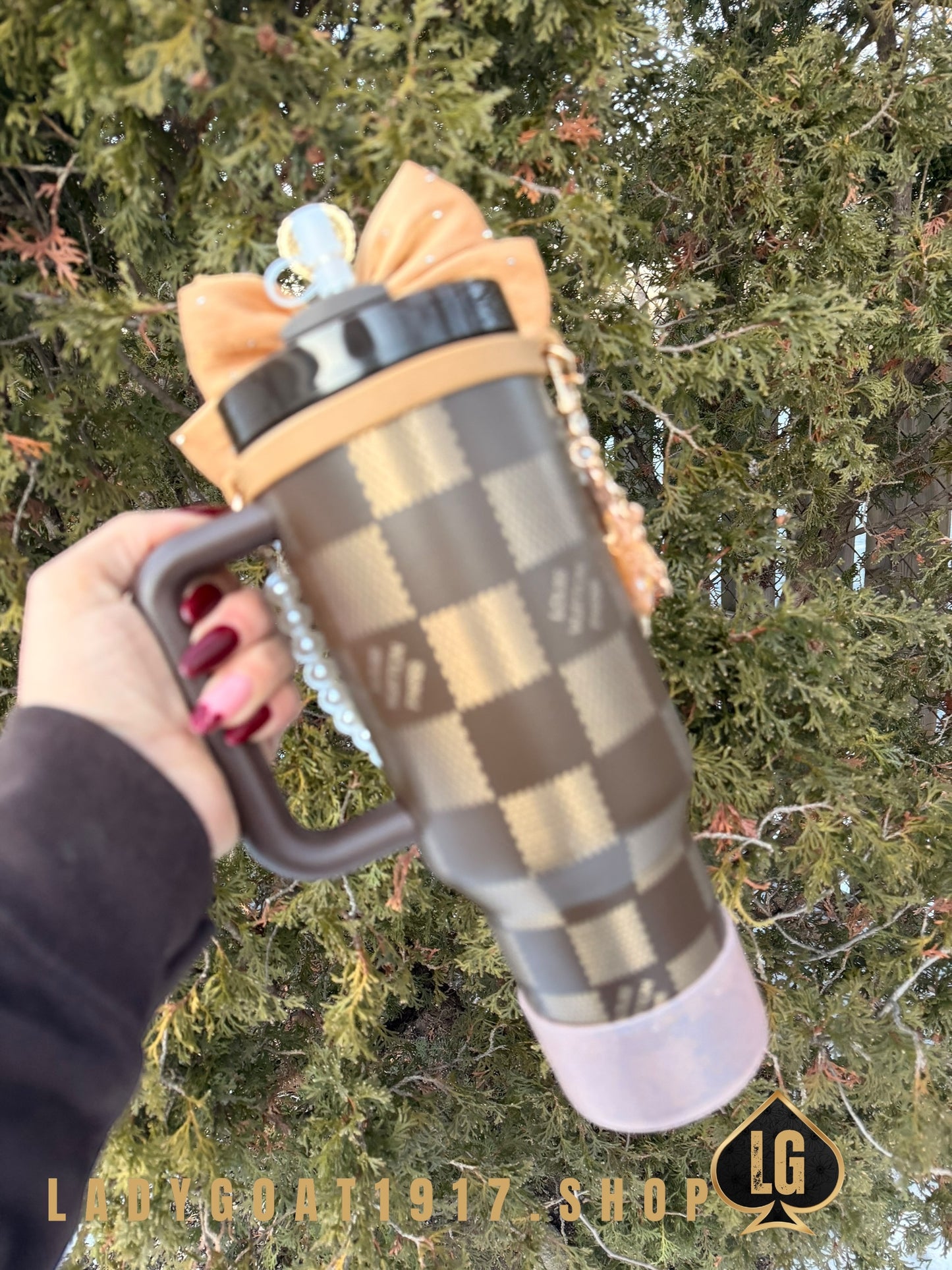 Chocolate L V  40 oz Tumbler W/ Accessories