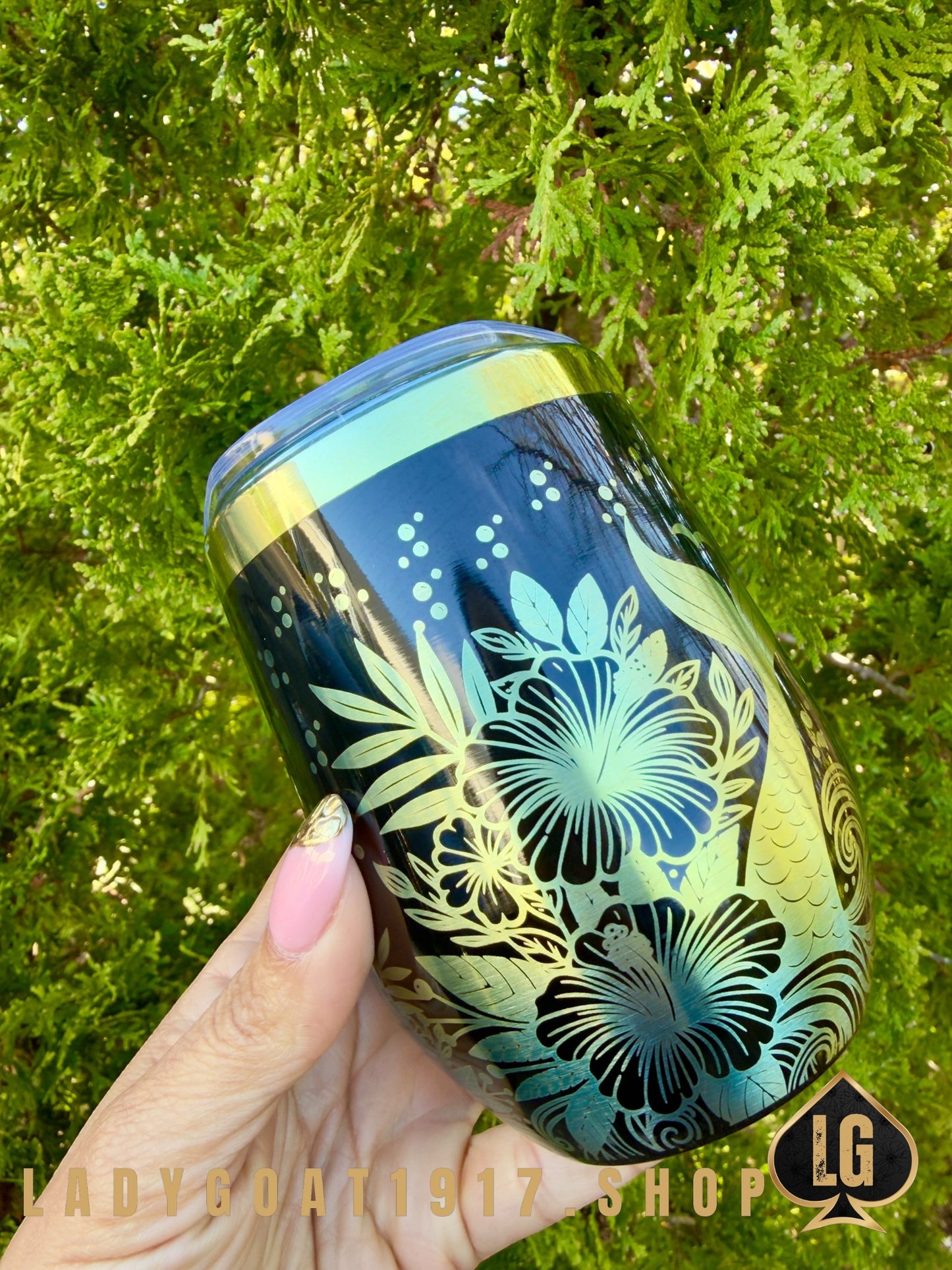 Crest of Wave Black OD 12oz Wine Tumbler Limited