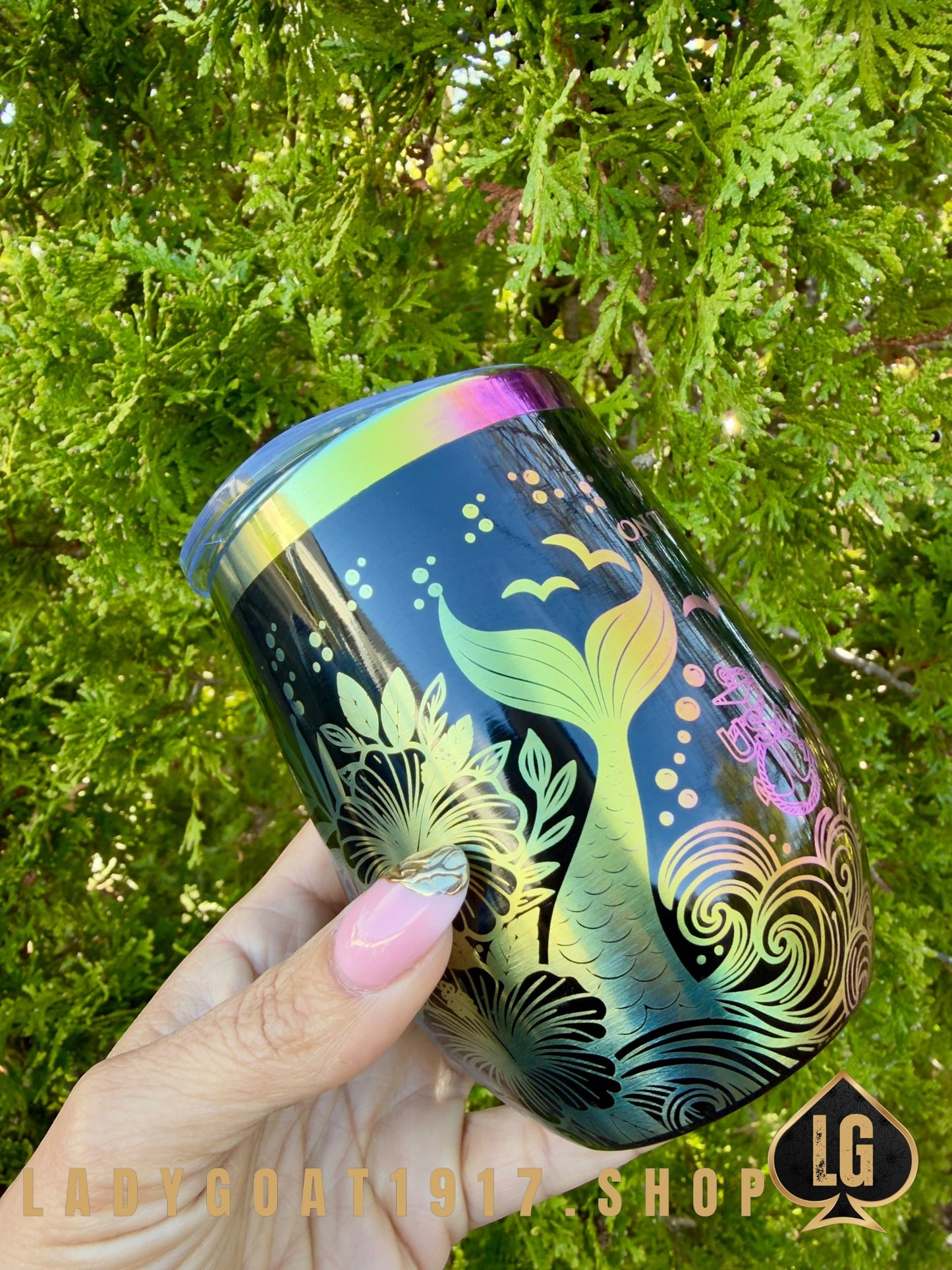 Crest of Wave Black OD 12oz Wine Tumbler Limited