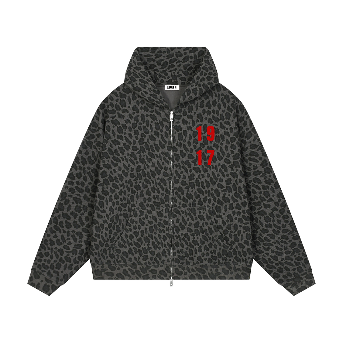 1917 MCPO Unisex Leopard Print Waffle  Zip Hoodie