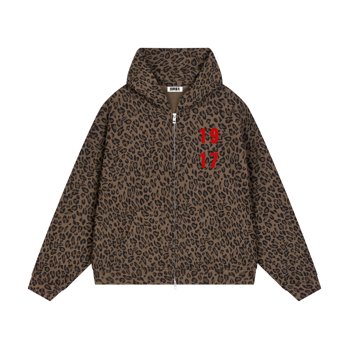 1917 MCPO Unisex Leopard Print Waffle  Zip Hoodie