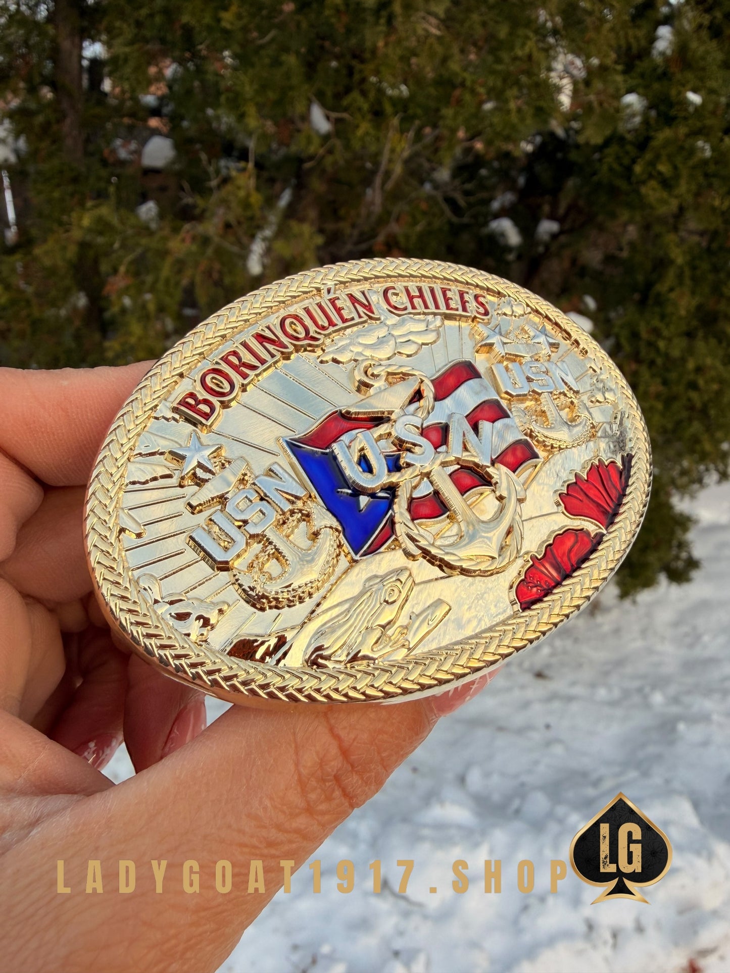 Boricua Goats Belt Buckle Shiny