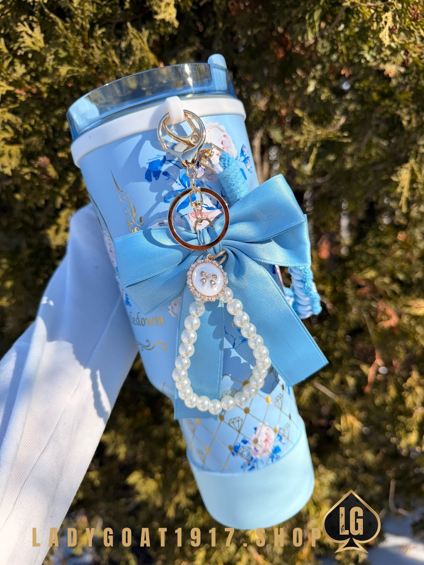 Blue LVS Bridgerton 40 oz Tumbler W/ Accessories