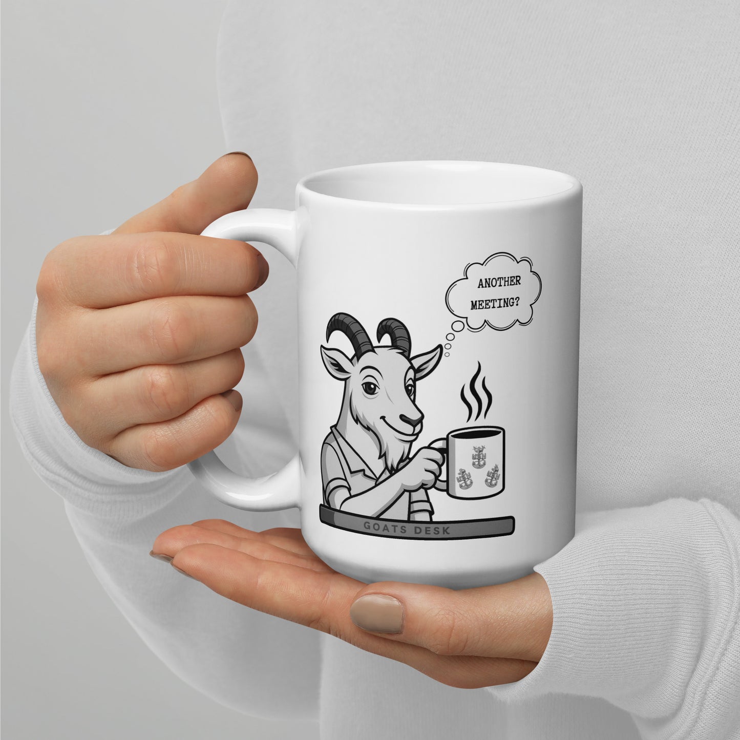 Sarcastic Goat Another Meeting White glossy mug