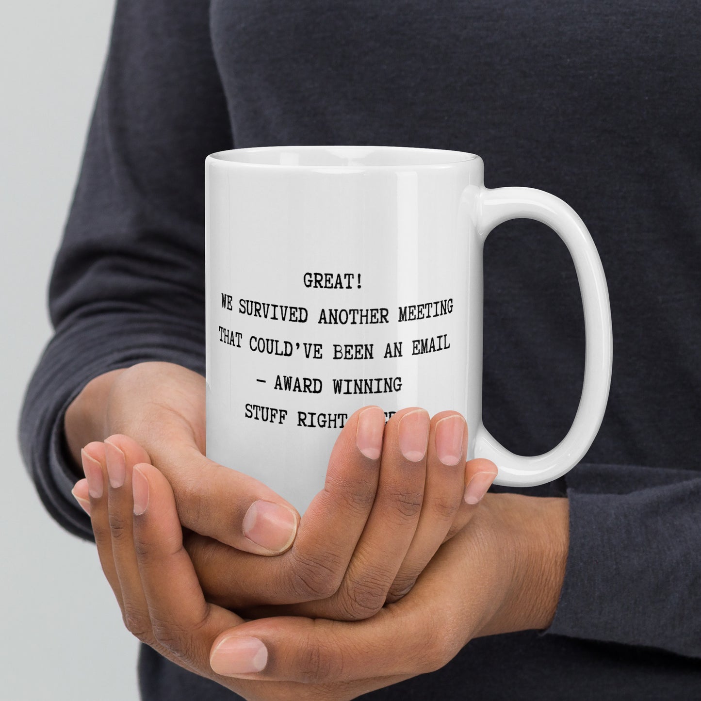 Sarcastic Goat Great We Survived White glossy mug